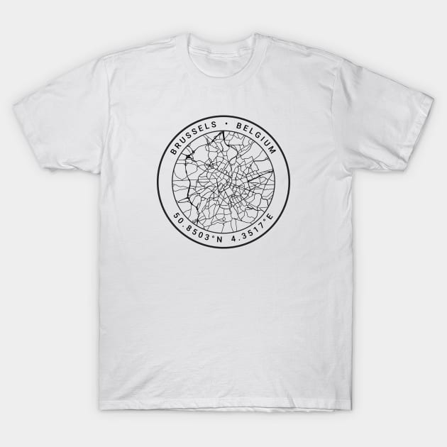 Brussels Map T-Shirt by Ryan-Cox